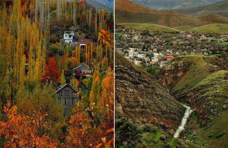 تصویری از رودخانه و پاییز روستای ارنگه