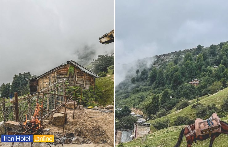 نمایی از کلبه‌ها بر فراز جنگل لوزان چمستان