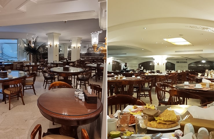 سالن سرو صبحانه هتل قصر طلایی مشهد