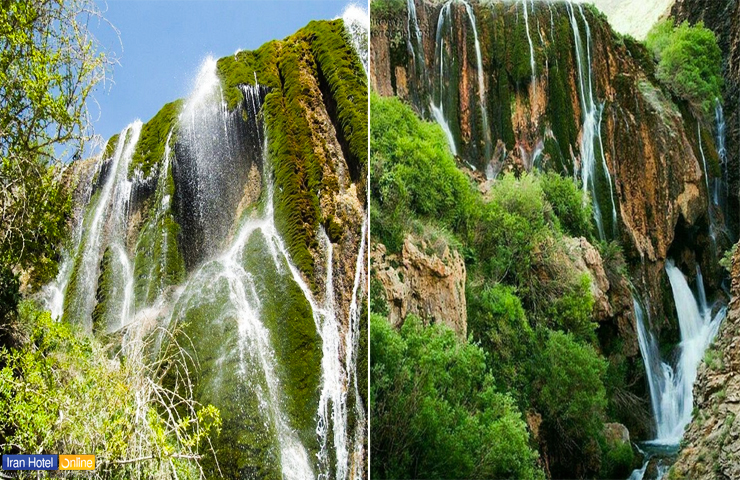 نمای زیبایی از آبشار پونه زار در تابستان