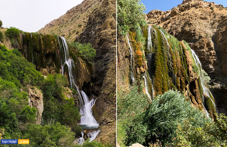 طبیعت زیبای آبشار در فصل تابستان